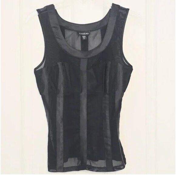 BEBE Mesh Satin Top - Picture 1 of 3